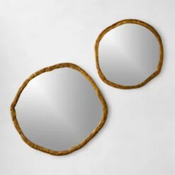 Abel Brass Round Wall Mirror 34" -Home Furnishing Store AbelBrsRndWallMirrorsGrpFHS22