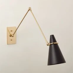 Aldus Black And Polished Brass Articulating Wall Sconce -Home Furnishing Store AldusBkNPldBrsArtlngScncAV2SHF22