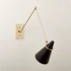 Aldus Black And Polished Brass Articulating Wall Sconce -Home Furnishing Store AldusBkNPldBrsArtlngScncSHF22