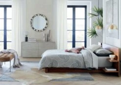 Grace Bone Inlay Round Wall Mirror 32" -Home Furnishing Store AndesAcaciaQueenBedJN20