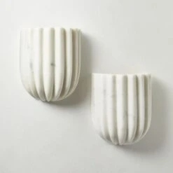 Ariel Fluted White Marble Wall Sconce Light -Home Furnishing Store ArielWhiteMarbleSconceAV2SHS23