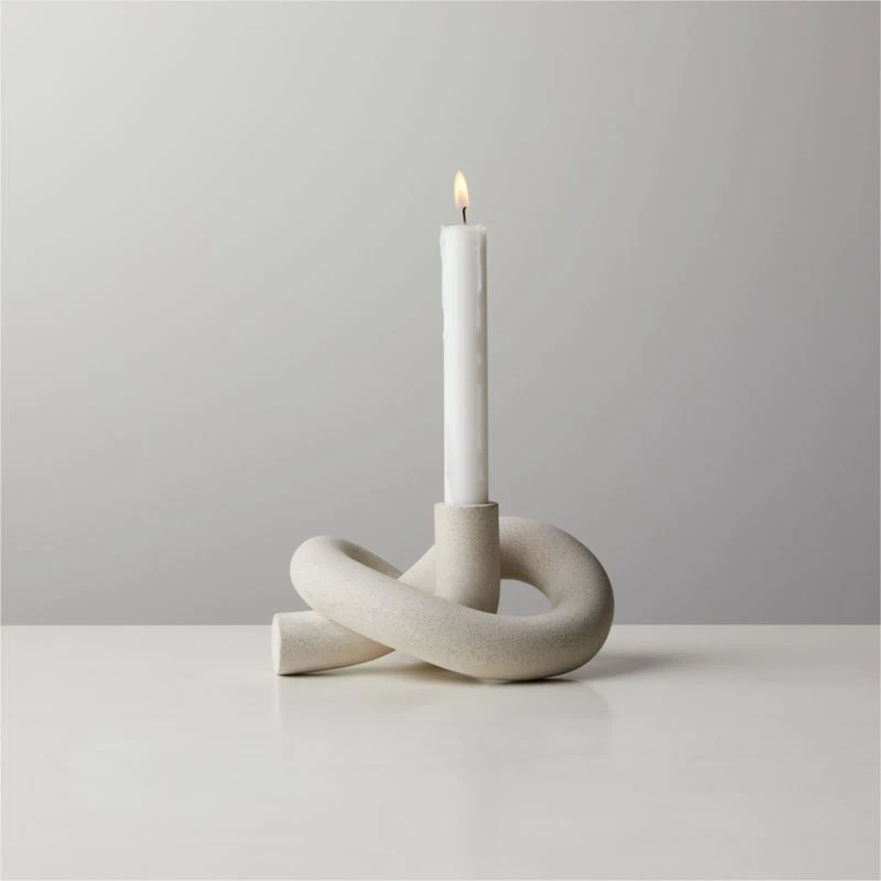 Asha Speckled Cement Knotted Taper Candle Holder 4 Asha Speckled Cement Knotted Taper Candle Holder - Image 2
