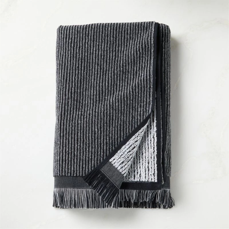 Astrid Organic Cotton Reversible Black And White Bath Towel 3 Astrid Organic Cotton Reversible Black And White Bath Towel