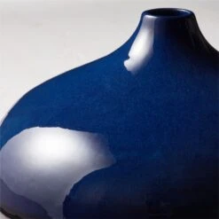 Azure Round Blue Ceramic Vase -Home Furnishing Store AzureBlueBlackVaseAVSHS23