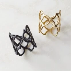 Basal Satin Black Napkin Rings Set Of 8 -Home Furnishing Store BasalNapkinRingGroupFHF22 1