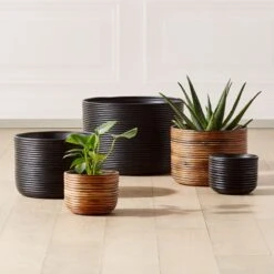 Basket Burnt Rattan Planters -Home Furnishing Store BasketRttnPlantersFHS21