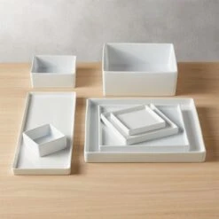 Bento Square White Appetizer Plate Set Of 8 -Home Furnishing Store BentoWhiteCollectionGrpFHF16
