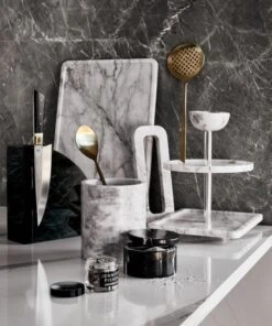 Link White Marble Trivet -Home Furnishing Store BlackMarbleMagneticKnifeBlockMR20 1