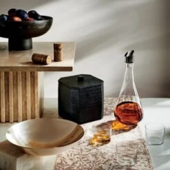 Rene Lacquered Linen Matte Black Ice Bucket -Home Furnishing Store BlackPedestalBowlFB21 1x1