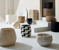 Conway Rectangular White Cotton Storage Basket Small -Home Furnishing Store BlancheLargeGoldMetalBasketJN19