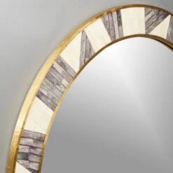 Grace Bone Inlay Round Wall Mirror 32" -Home Furnishing Store BoneInlayRoundMirror32inROF17