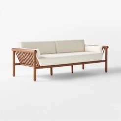 Bonelli Teak Outdoor Sofa With Ivory Sunbrella® Cushions -Home Furnishing Store BonelliSofa3QSSS23