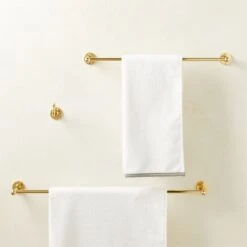 Boule-Inspired Polished Brass Towel Bar 18" -Home Furnishing Store BouleInspiredBrsCollectionFHF21 1