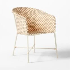 Brava Neutral And White Wicker Outdoor Dining Armchair -Home Furnishing Store BravaDnngLngChairWhtNNat3QSSS23