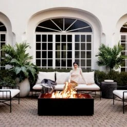 Rectangular Metal Fire Pit -Home Furnishing Store BretonBlackMetalCollectionAP21 1x1