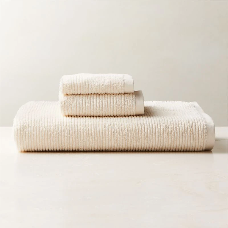 Brooks Ribbed Organic Cotton Warm White Bath Sheet Set 3 Brooks Ribbed Organic Cotton Warm White Bath Sheet Set