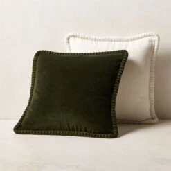 Brye Dark Green Velvet Throw Pillow With Down-Alternative Insert 20'' -Home Furnishing Store BryePillowGroupFHS23