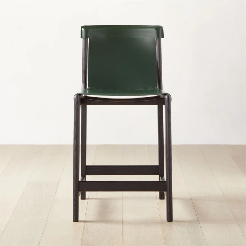 Burano Green Leather Sling Counter Stool Set Of 2 3 Burano Green Leather Sling Counter Stool Set Of 2