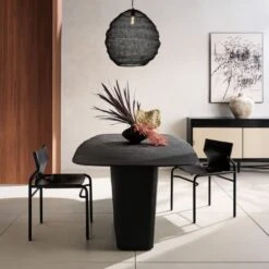 Surf Sling Black Leather Dining Chair -Home Furnishing Store CB2FA22 15A V1