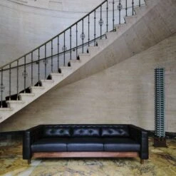 Marconi 3-Seater Tufted Black Leather Sofa -Home Furnishing Store CB2FA22 FR 04 V1