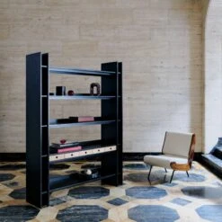 Genova Black Ebonized Oak Bookcase -Home Furnishing Store CB2FA22 FR 12 Hero