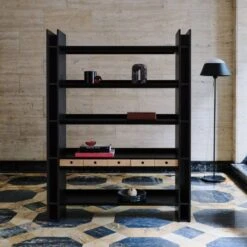 Genova Black Ebonized Oak Bookcase -Home Furnishing Store CB2FA22 FR 12 V2