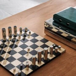 Famiglia Modern Stainless Steel Chess Set -Home Furnishing Store CB2FA22 PR GF 07A 051