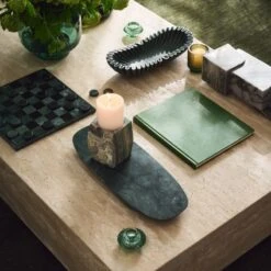 Coco Round Forest Green Glass Hurricane Candle Holder Small -Home Furnishing Store CB2FA23 09B Det 019