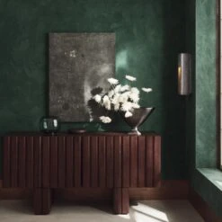 Coco Round Forest Green Glass Hurricane Candle Holder Small -Home Furnishing Store CB2FA23 09B hero