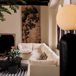 Cornrows Handloomed Ivory And Black Viscose Area Rug 5'x8' -Home Furnishing Store CB2FA23 BID 05 Det V1