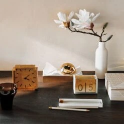 Lincoln Polished Brass Desk Clock -Home Furnishing Store CB2HOL22 23B hero