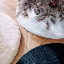 Harlee White Faux Fur Christmas Tree Skirt 48'' -Home Furnishing Store CB2HOL22 PR 04A hero