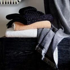 Astrid Organic Cotton Reversible Black And White Bath Towel 15 Astrid Organic Cotton Reversible Black And White Bath Towel -Home Furnishing Store CB2SP22 40B v1 RET