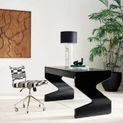 Perno 2-Drawer High-Gloss Black Oak Wood Desk -Home Furnishing Store CB2SP23 PR 02A V1 1