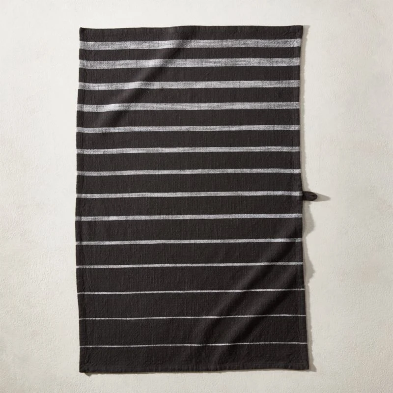 Cafe Organic Cotton Black Striped Dish Towels Set Of 2 5 Cafe Organic Cotton Black Striped Dish Towels Set Of 2 - Image 3