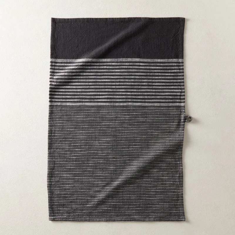 Cafe Organic Cotton Black Striped Dish Towels Set Of 2 4 Cafe Organic Cotton Black Striped Dish Towels Set Of 2 - Image 2