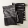 Cafe Organic Cotton Black Striped Dish Towels Set Of 2