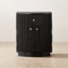 Cameo Curved Black Wood Nightstand With Drawer -Home Furnishing Store CameoBlkCrvdNightstandSHS22