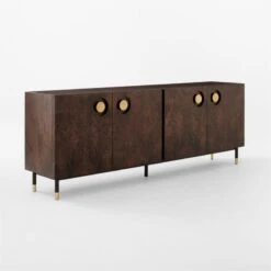 Carbon Brown Burl Wood Media Console -Home Furnishing Store CarbonBnBrlWdMdCredenza3QSSF22