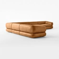 Chale 6-Piece Brown Leather Sectional Sofa -Home Furnishing Store Chale6PcSddlLthrSect3QSSS23