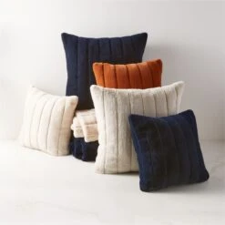 23" Channel Navy Faux Fur Throw Pillow 8 23" Channel Navy Faux Fur Throw Pillow -Home Furnishing Store ChannelFxFurThrwNPllwCllctnFHF22