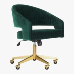 Channel Green Velvet Office Chair -Home Furnishing Store ChannelGrnVlvtOffcChair3QF19