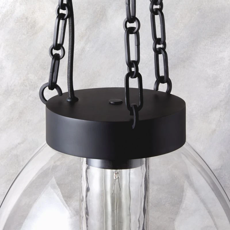 Clifton Cast Glass And Black Chain Link Pendant Light 5 Clifton Cast Glass And Black Chain Link Pendant Light - Image 3