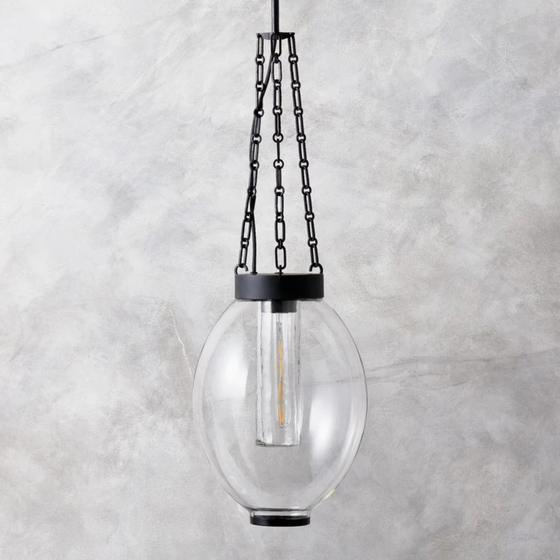 Clifton Cast Glass And Black Chain Link Pendant Light 3 Clifton Cast Glass And Black Chain Link Pendant Light