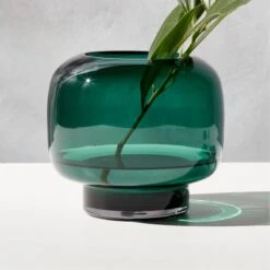 Coco Round Forest Green Glass Hurricane Candle Holder Small -Home Furnishing Store CocoFrstGrnSmlGlsHrrcnAV2SHS22