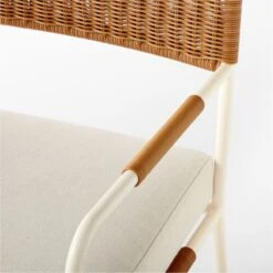 Colombe Ivory Metal And Rattan Outdoor Dining Armchair With Ivory Sunbrella® Cushion -Home Furnishing Store ColombeBlancDiningChairAV2SSS23