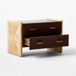 Crillo 2-Drawer Brown Nightstand With Mirror Top -Home Furnishing Store CrilloNatNightstand3QAVSSF21