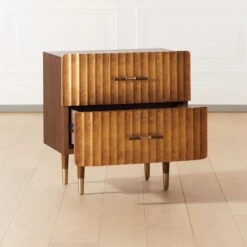 Crimped 2-Drawer Gold Leaf Nightstand -Home Furnishing Store CrimpedGldLeafNightstandAV2SHF20 1x1