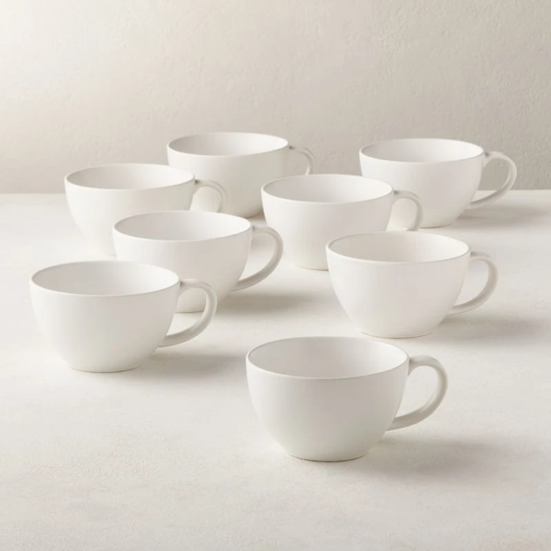Crisp Matte White Coffee Mug Set Of 8 3 Crisp Matte White Coffee Mug Set Of 8