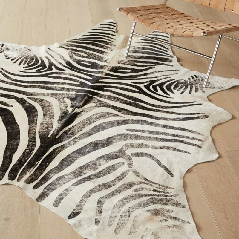 Distressed Faux Zebra Hide Area Rug 5'x8' 4 Distressed Faux Zebra Hide Area Rug 5'x8' - Image 2